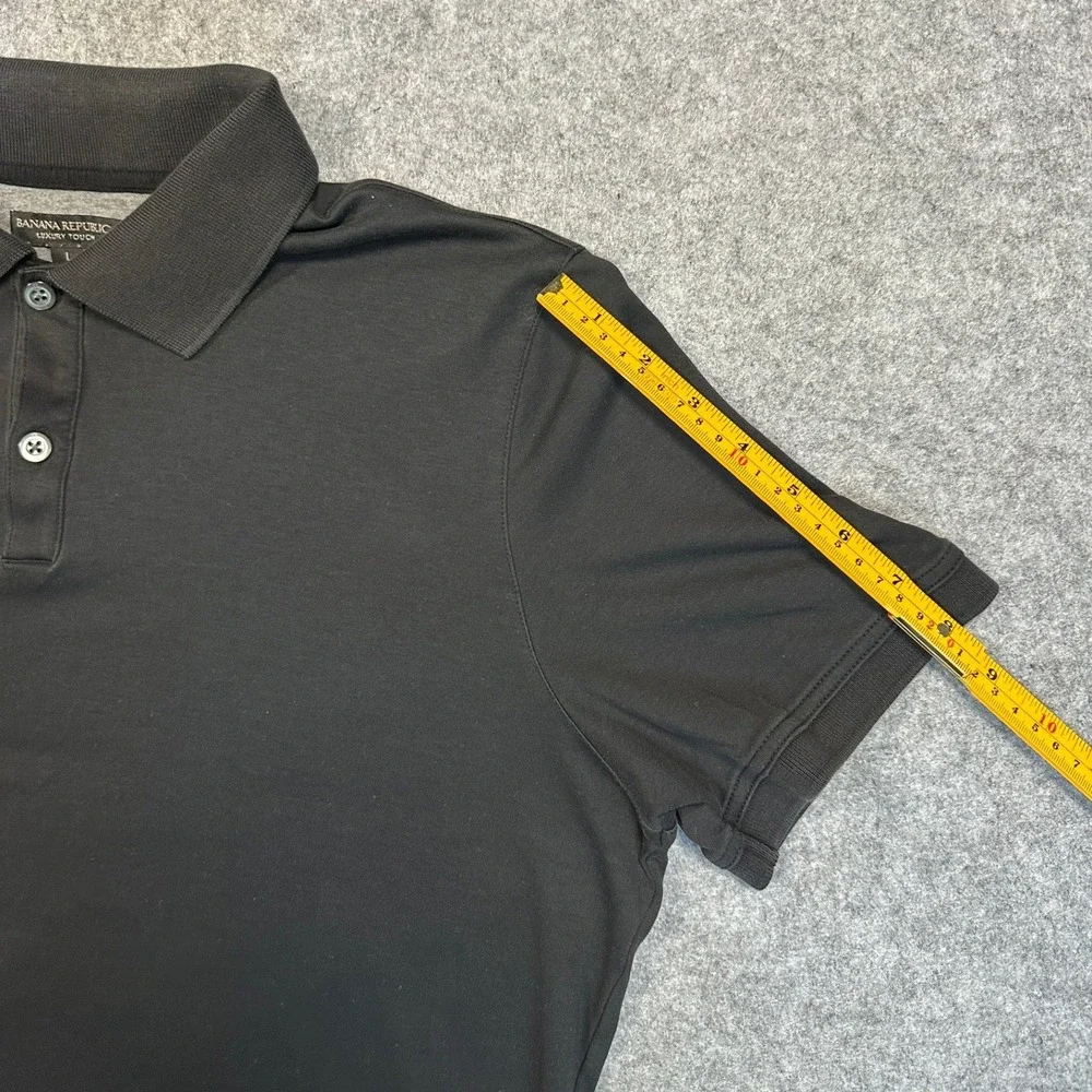Banana Republic Luxury Touch Polo Large Black Solid Cotton‎ Short Sleeve